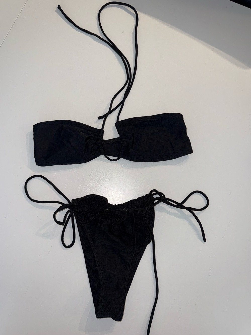 Black String Tie Bikini Set